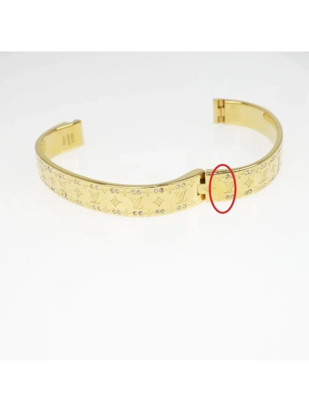 Louis Vuitton Rigid Bracelet Nanogram Strass Gold S Bangle - Picture 6 of 10